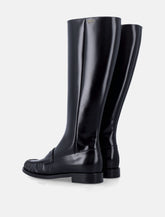 Prada polished leather penny knee-high boots -  | Spazio Pritelli