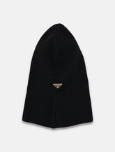 Cappuccio in maglia nera con logo Prada -  | Spazio Pritelli