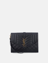 Saint Laurent Envelope Flap Pouch in mix matelassé grain de poudre leather -  | Spazio Pritelli