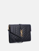 Saint Laurent Envelope Flap Pouch in mix matelassé grain de poudre leather -  | Spazio Pritelli