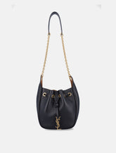 Saint Laurent black leather supple bucket bag with chain -  | Spazio Pritelli