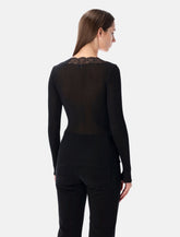 Saint Laurent black silk cardigan with lace trim -  | Spazio Pritelli