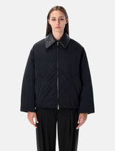 Bottega Veneta beige padded bomber with Intreccio leather collar -  | Spazio Pritelli