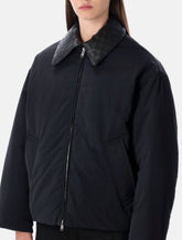 Bottega Veneta beige padded bomber with Intreccio leather collar -  | Spazio Pritelli