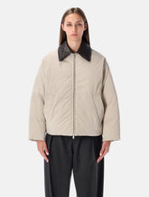 Bottega Veneta beige padded bomber with Intreccio leather collar -  | Spazio Pritelli