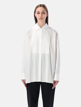 Camicia oversize in cotone bianco con dettagli plissettati e bottoni gioiello Golden Goose -  | Spazio Pritelli