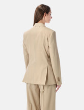 Golden Goose sand double-breasted blazer with gold heraldic buttons -  | Spazio Pritelli