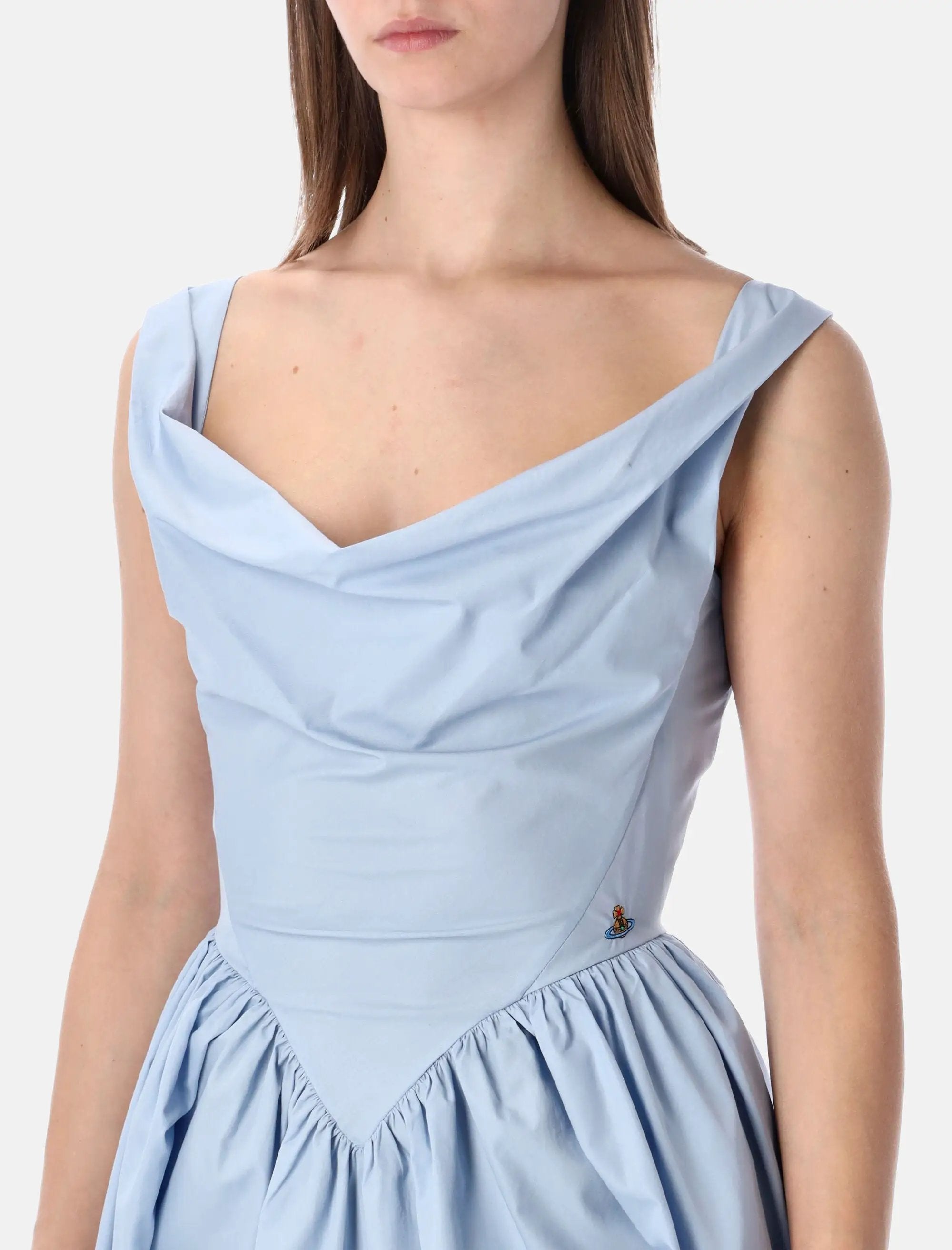 Vivienne Westwood Mini Sunday Dress Draped Neckline Sky Blue