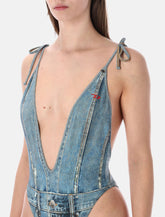 Diesel Kinsley-Dnm denim-effect deep V swimsuit -  | Spazio Pritelli