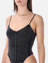 Diesel Bodysuit Ribbed Button Front Charcoal -  | Spazio Pritelli