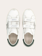 Golden Goose kids Old School white leather and dark-green sneakers -  | Spazio Pritelli