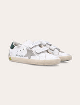 Golden Goose kids Old School white leather and dark-green sneakers -  | Spazio Pritelli