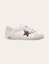 Sneakers Old School da bambina in pelle con stella in pony animalier Golden Goose -  | Spazio Pritelli
