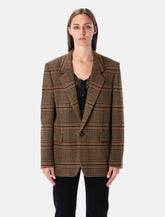 Giacca monopetto in lana check marrone di Saint Laurent -  | Spazio Pritelli