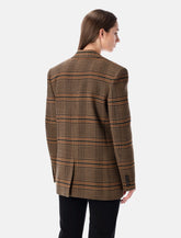 Giacca monopetto in lana check marrone di Saint Laurent -  | Spazio Pritelli