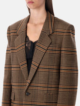 Giacca monopetto in lana check marrone di Saint Laurent -  | Spazio Pritelli