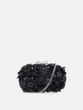 Self-Portrait black Satin Floral Crystal clutch -  | Spazio Pritelli