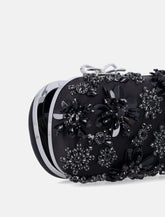 Self-Portrait black Satin Floral Crystal clutch -  | Spazio Pritelli