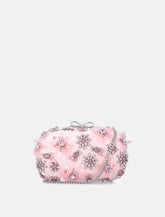 Self-Portrait pink Satin Floral Crystal clutch -  | Spazio Pritelli