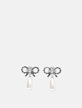 Self-Portrait Crystal Bow Pearl earrings -  | Spazio Pritelli