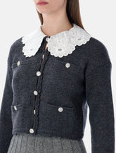 Cardigan antracite con colletto in pizzo di Self-Portrait -  | Spazio Pritelli