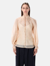 Zimmermann Rebellion peach silk-linen blouse -  | Spazio Pritelli