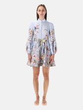 Zimmermann Rebellion blue floral buttoned mini dress -  | Spazio Pritelli