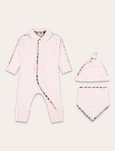 Set Regalo in cotone rosa con profili Check per neonati di Burberry -  | Spazio Pritelli