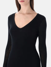 James Perse cotton and cashmere rib V-neck dress -  | Spazio Pritelli