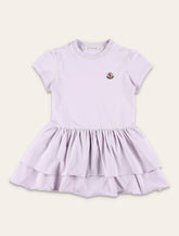 Moncler Dress Patch Logo Soft Knit Tiered Ruffle Silhouette Lilac -  | Spazio Pritelli