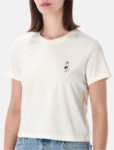 Maison Kitsuné cropped cotton t-shirt with Fox patch -  | Spazio Pritelli