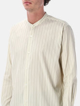 Aurelee cotton-silk stripe stand collar shirt -  | Spazio Pritelli
