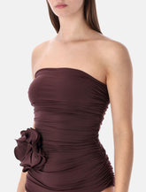 Costume bordeaux drappeggiato con fiore Magda Butrym -  | Spazio Pritelli