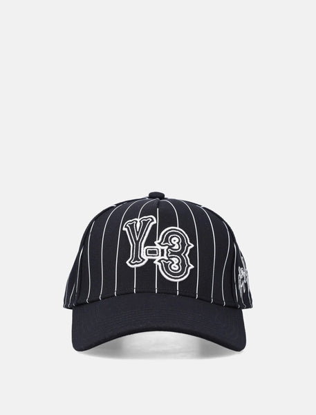 Y-3 black pinstripe twill cap | Spazio Pritelli