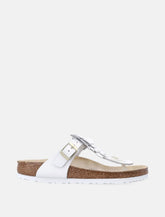 Birkestock Gizeh White Leather Flower Sandals -  | Spazio Pritelli