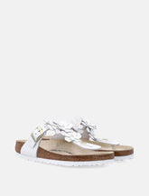 Birkestock Gizeh White Leather Flower Sandals -  | Spazio Pritelli