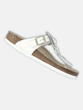 Birkestock Gizeh White Leather Flower Sandals -  | Spazio Pritelli