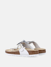 Birkestock Gizeh White Leather Flower Sandals -  | Spazio Pritelli