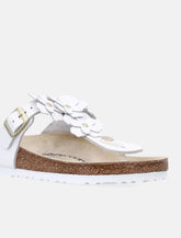 Birkestock Gizeh White Leather Flower Sandals -  | Spazio Pritelli