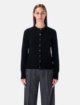 Rhea Black Wool Cashmere Cropped Cardigan -  | Spazio Pritelli