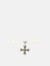 Emanuele Bicocchi pearl necklace with silver cross pendant -  | Spazio Pritelli