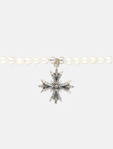 Emanuele Bicocchi pearl necklace with silver cross pendant -  | Spazio Pritelli