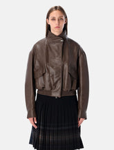 Low Classic oversized brown faux leather bomber -  | Spazio Pritelli