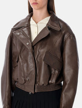 Low Classic oversized brown faux leather bomber -  | Spazio Pritelli