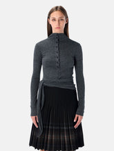 Low Classic grey long sleeve half-neck wrap top -  | Spazio Pritelli