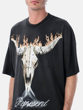 Represent Bull Skull Flames Graphic T Shirt Black -  | Spazio Pritelli