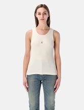 Saint Laurent Cassandre white ribbed cotton tank -  | Spazio Pritelli