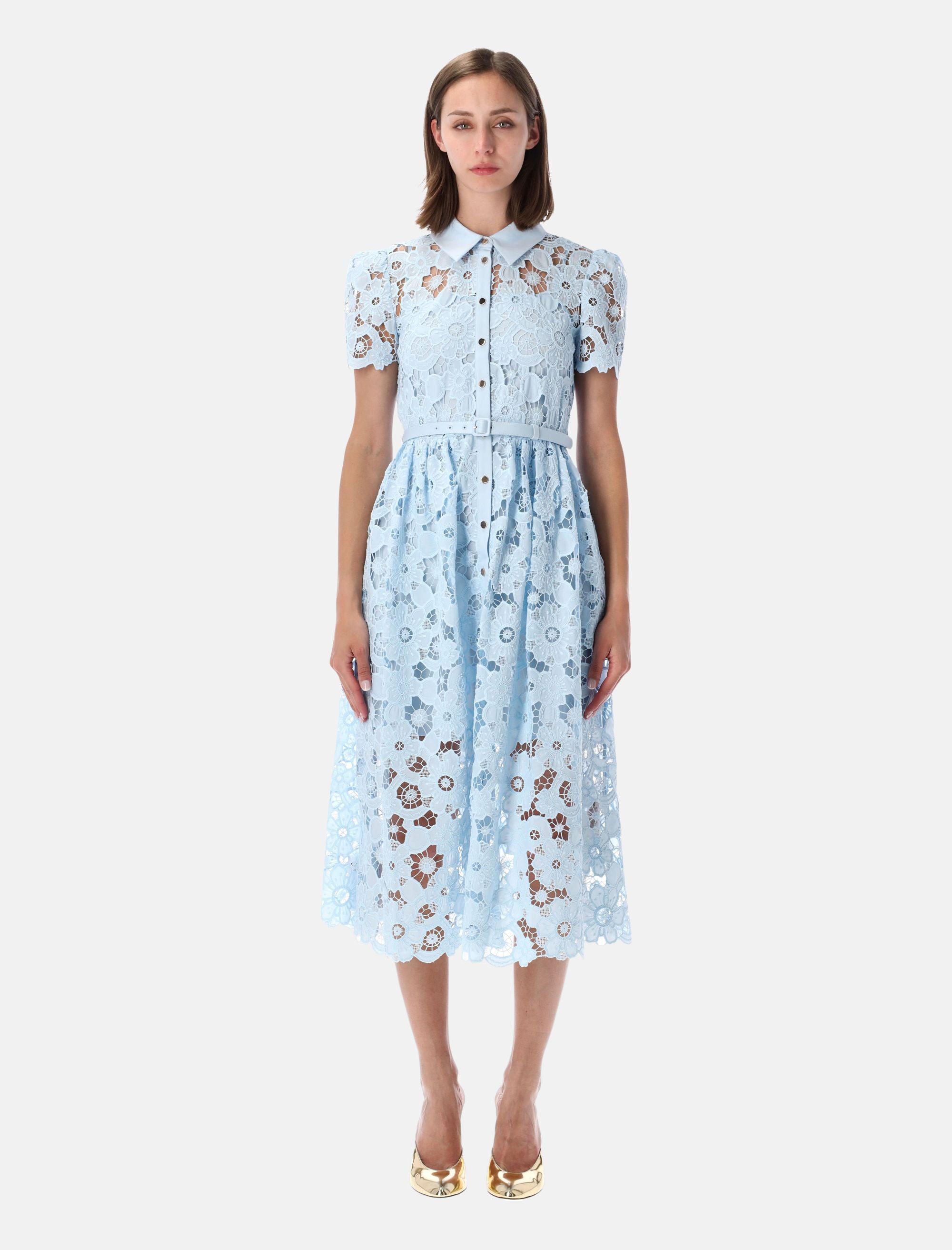 Self-Portrait blue lace midi dress