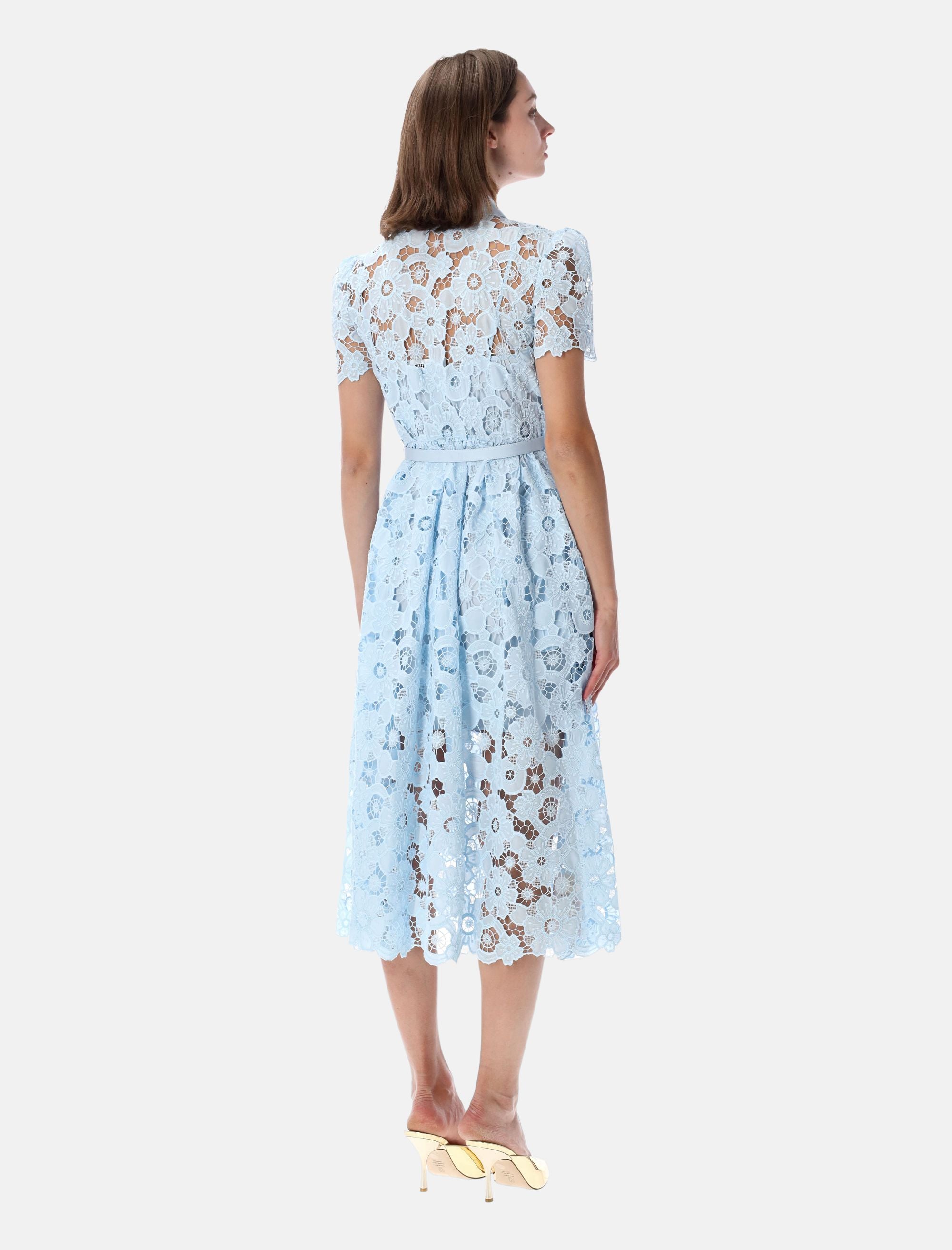 Self-Portrait blue lace midi dress