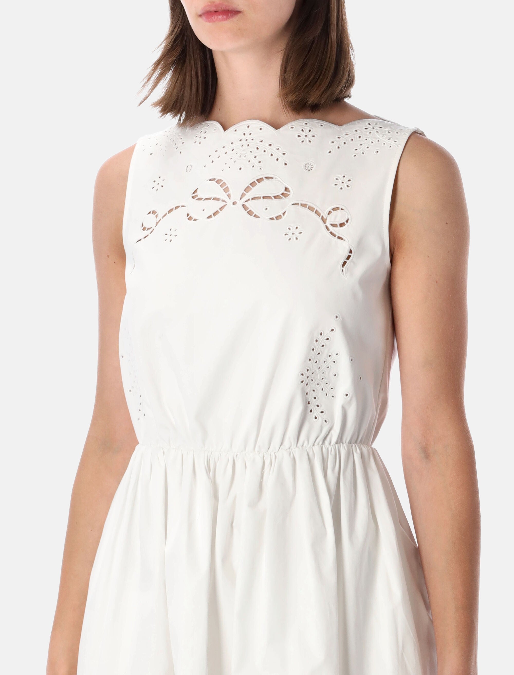 Self-Portrait embroidered cotton mini dress